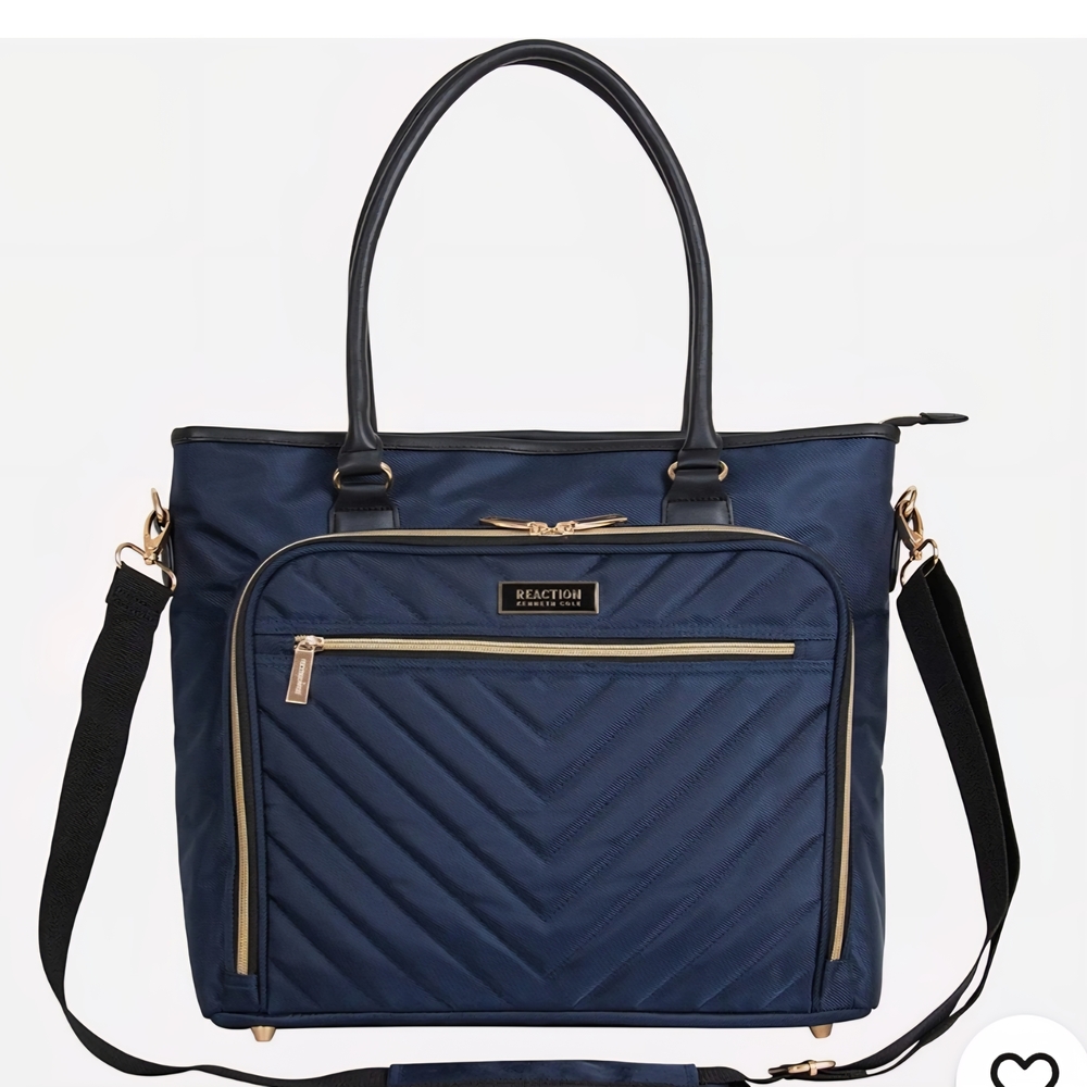 Kenneth Cole Reaction Navy Quilted Chevron Tote - Picture 2 of 10